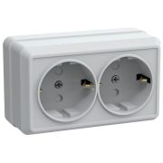 Розетка 2-м ОП Октава РСш22-3-ОБ 16А IP20 с заземл. защ. шторки бел. GENERICA ERO24-K01-16-DC