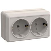 Розетка 2-м ОП Октава РСш22-3-ОКм 16А IP20 с заземл. защ. шторки крем. GENERICA ERO24-K33-16-DC