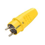 Вилка электрическая 1ф 16А 250В IP44 прямая однофазная каучук желт. Universal 3089