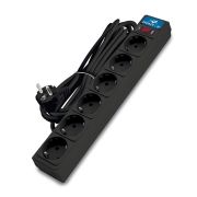 Удлинитель с сетевым фильтром 6х5м с заземл 10А IP20 2.2кВт ПВС 3х1 с выкл. черн. DOMTOK 2523