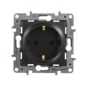 Розетка 1-м СП Etika 16А IP20 250В 2P+E с заземл. немецк. стандарт винтов. клеммы механизм антрацит IEK 672621