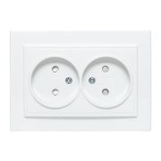 Розетка 2-м СП Минск 10А IP20 без заземл. защ. шторки бел. Basic EKF ERR10-102-100