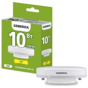 Лампа светодиодная T80 10Вт таблетка 3000К GX53 230В GENERICA LL-T80-10-230-30-GX53-G