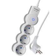 Удлинитель 3х3м с заземл. 10А IP20 2200Вт 220В защ. шторки ПВС 3х1 с выкл. бел. КОСМОС YKsm3m-3g-Z-V10A-W