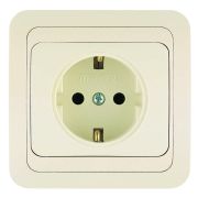 Розетка 1-м СП Mimoza 16А IP20 с заземл. керамика крем./крем. Makel 25008